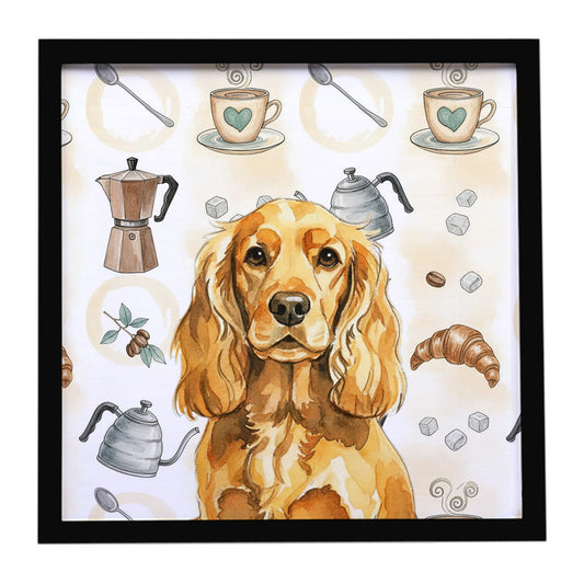 Buy this Golden English Cocker Spaniel Coffee Bar Framed Metal Print