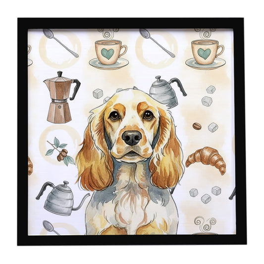 Buy this Lemon Roan English Cocker Spaniel Coffee Bar Framed Metal Print