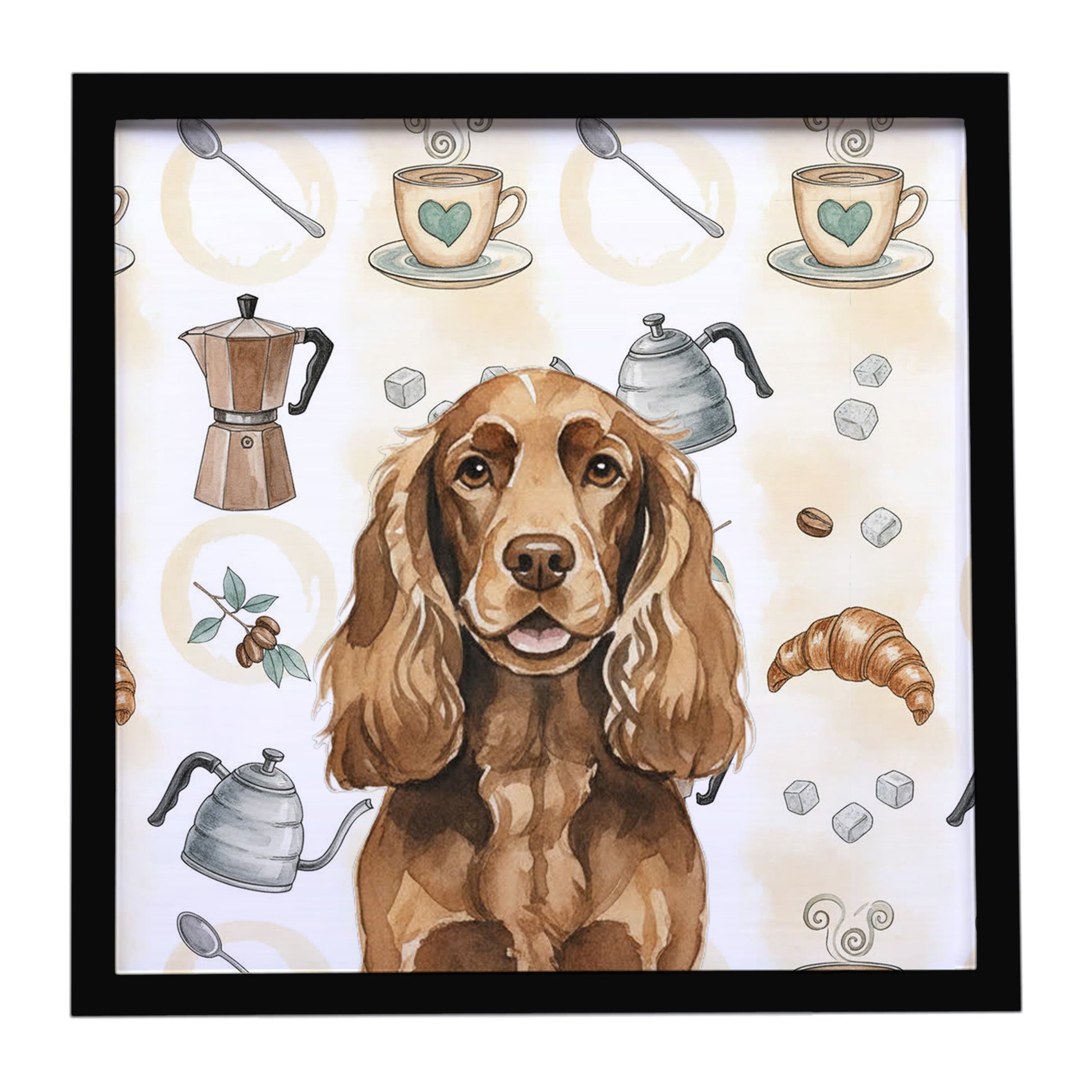 Buy this Liver English Cocker Spaniel Coffee Bar Framed Metal Print