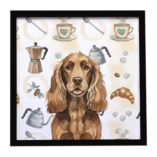 Buy this Liver English Cocker Spaniel Coffee Bar Framed Metal Print