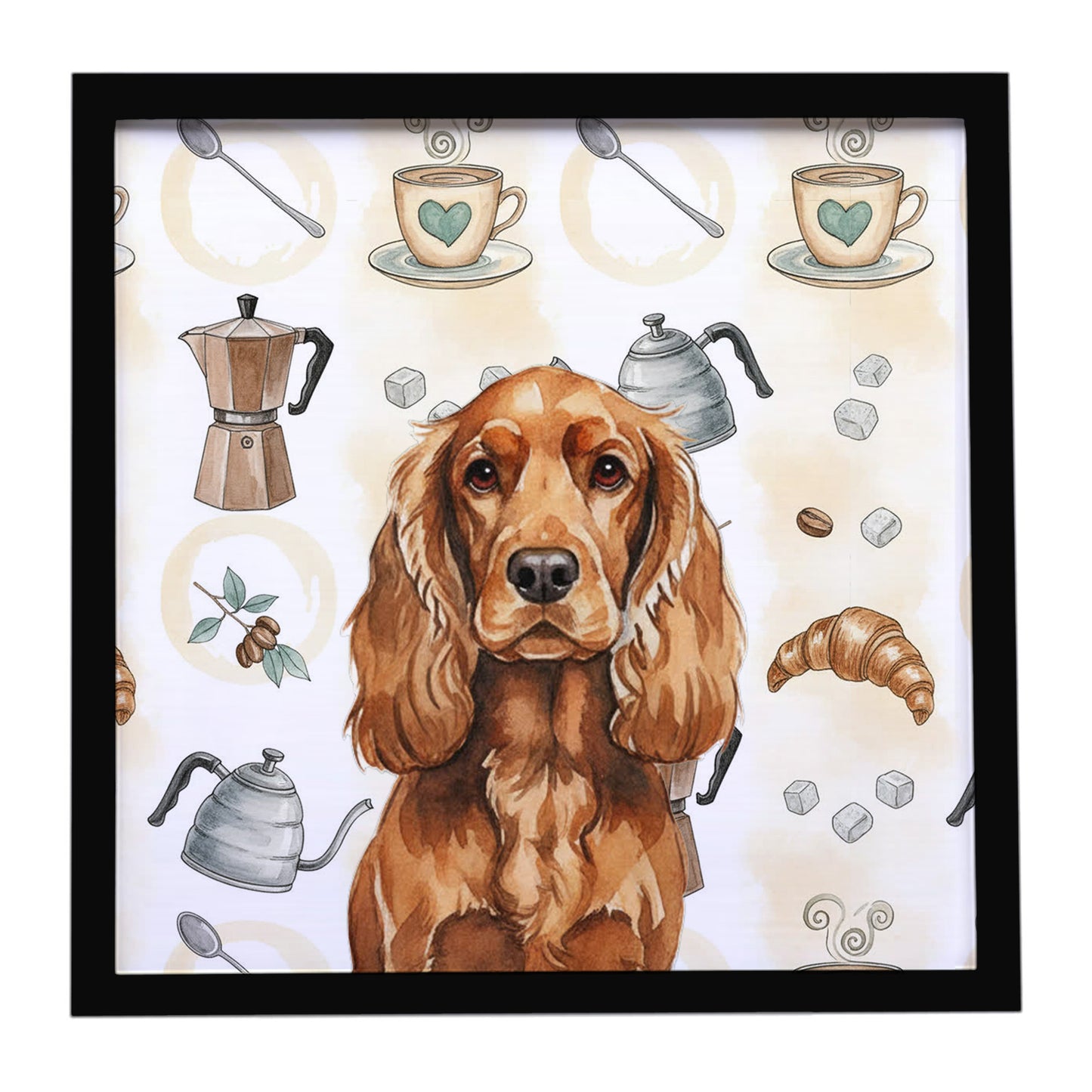 Buy this Red English Cocker Spaniel Coffee Bar Framed Metal Print