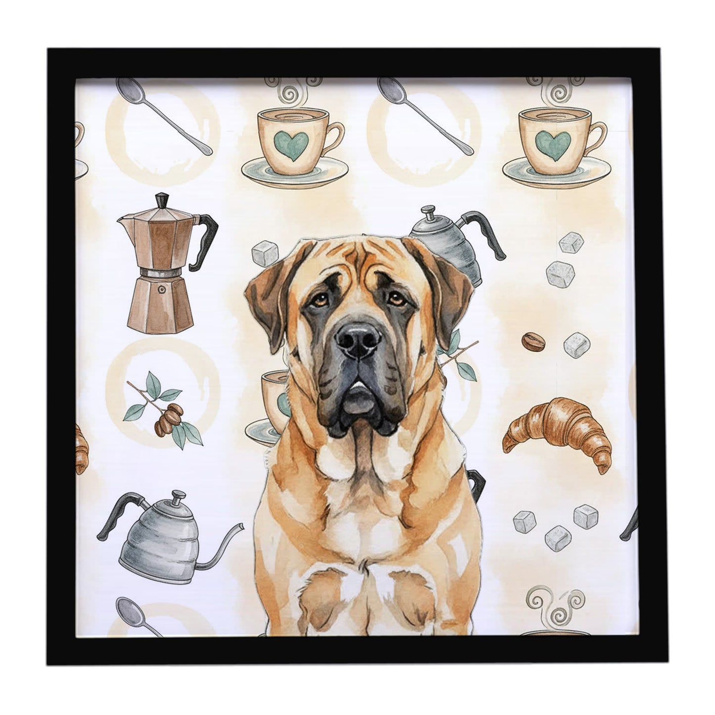 Buy this Apricot English Mastiff Coffee Bar Framed Metal Print