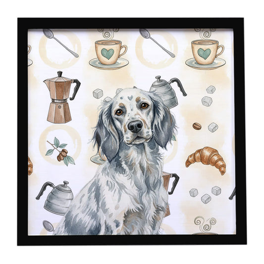 Buy this Blue Belton English Setter Coffee Bar Framed Metal Print