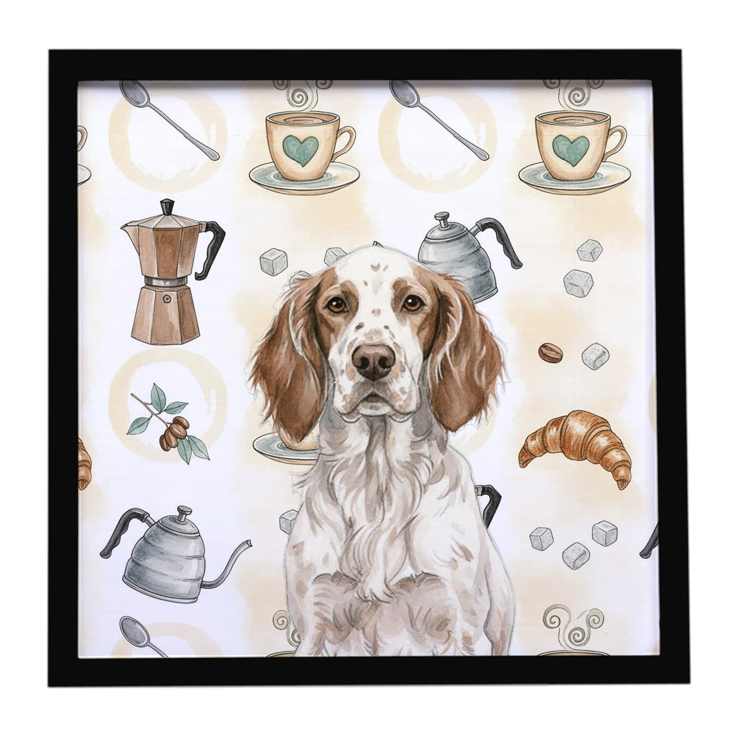 Buy this Liver Belton English Setter Coffee Bar Framed Metal Print