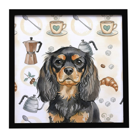 Buy this Black and Tan English Toy Spaniel Coffee Bar Framed Metal Print