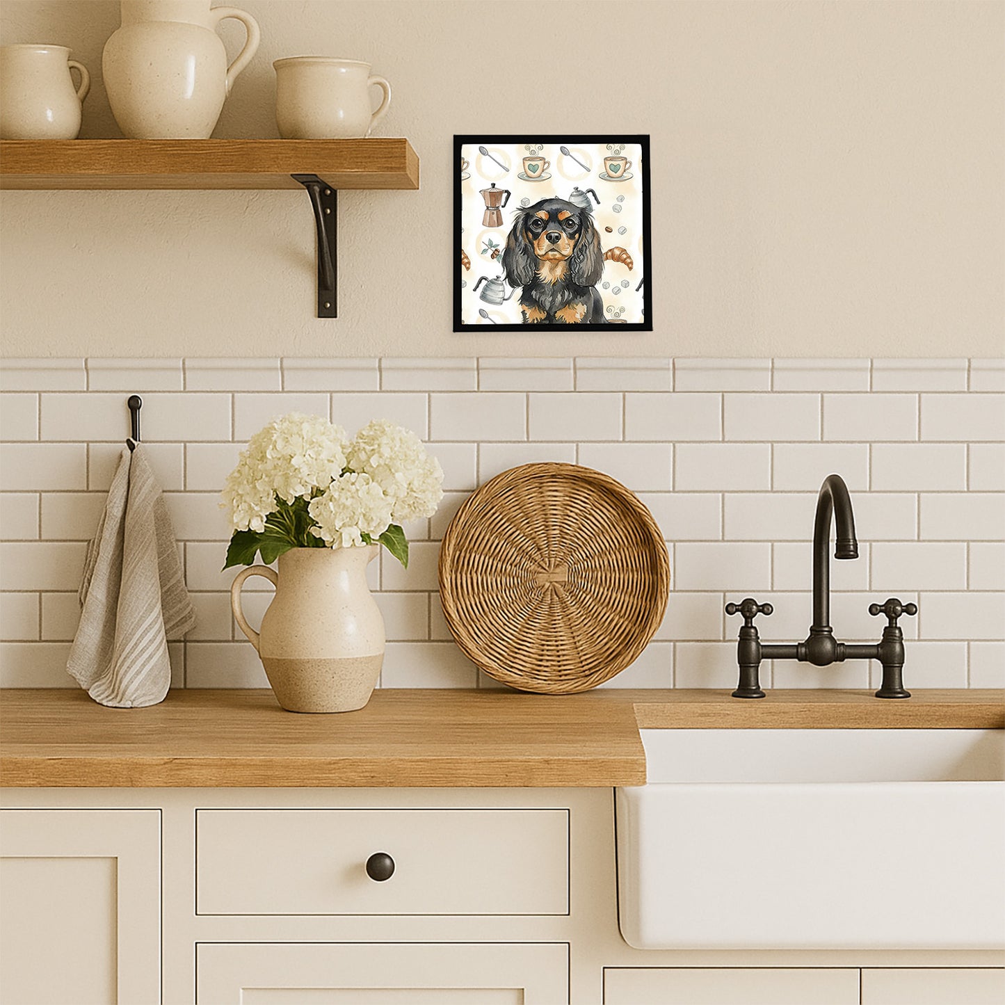 Black and Tan English Toy Spaniel Coffee Bar Framed Metal Print