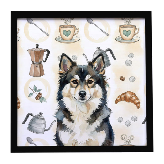 Buy this Finnish Lapphund Coffee Bar Framed Metal Print