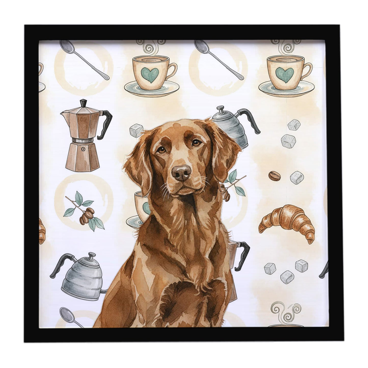 Buy this Liver Flat-Coated Retriever Coffee Bar Framed Metal Print