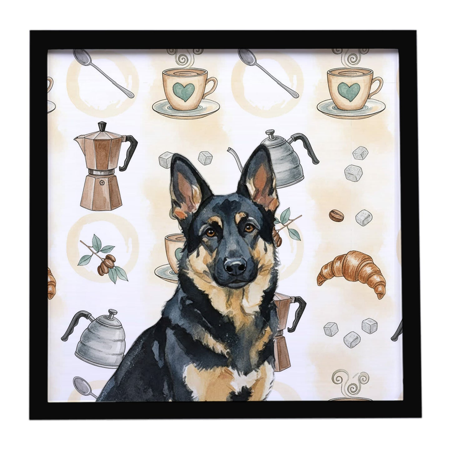 Buy this Black and Tan German Shepherd Coffee Bar Framed Metal Print