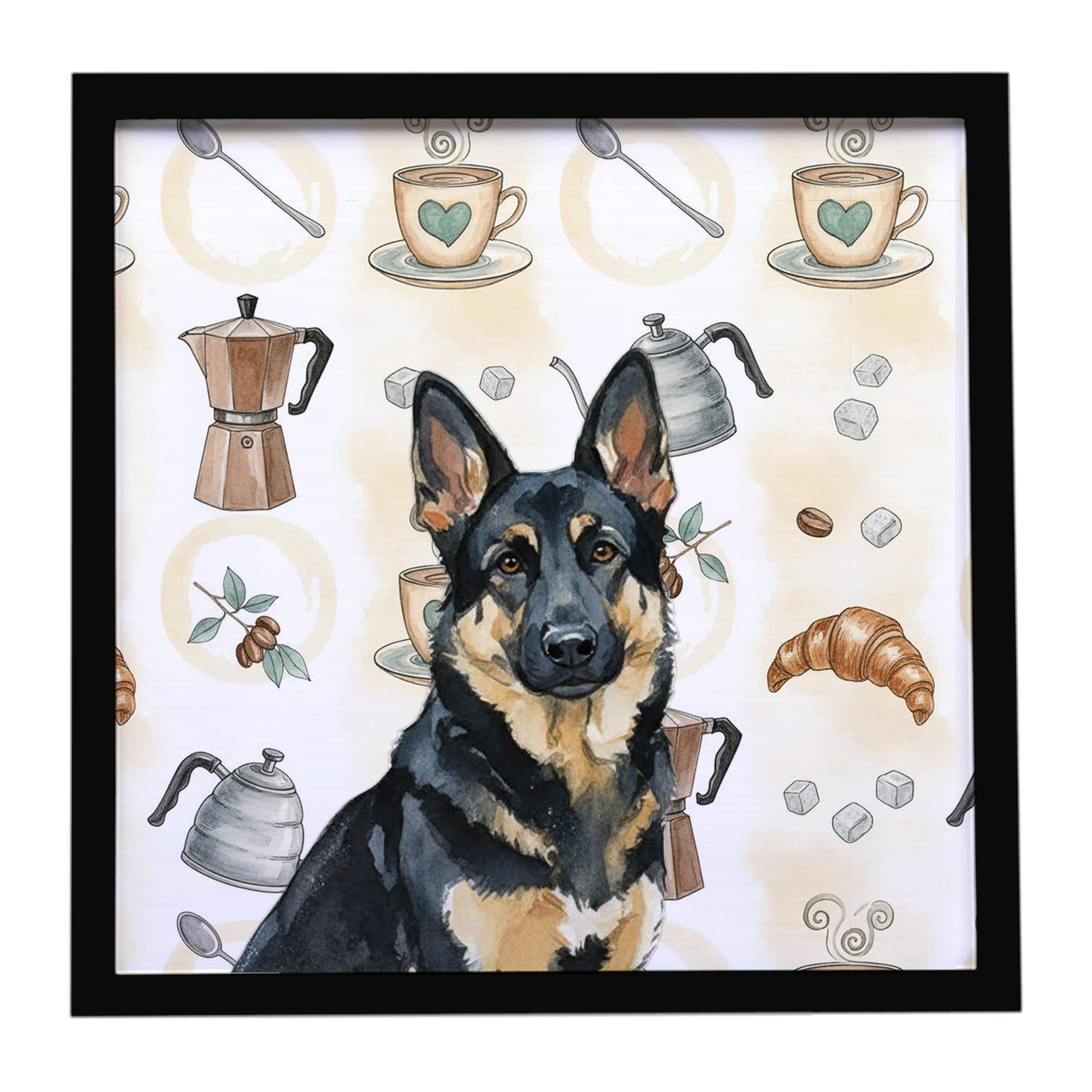 Buy this Black and Tan German Shepherd Coffee Bar Framed Metal Print