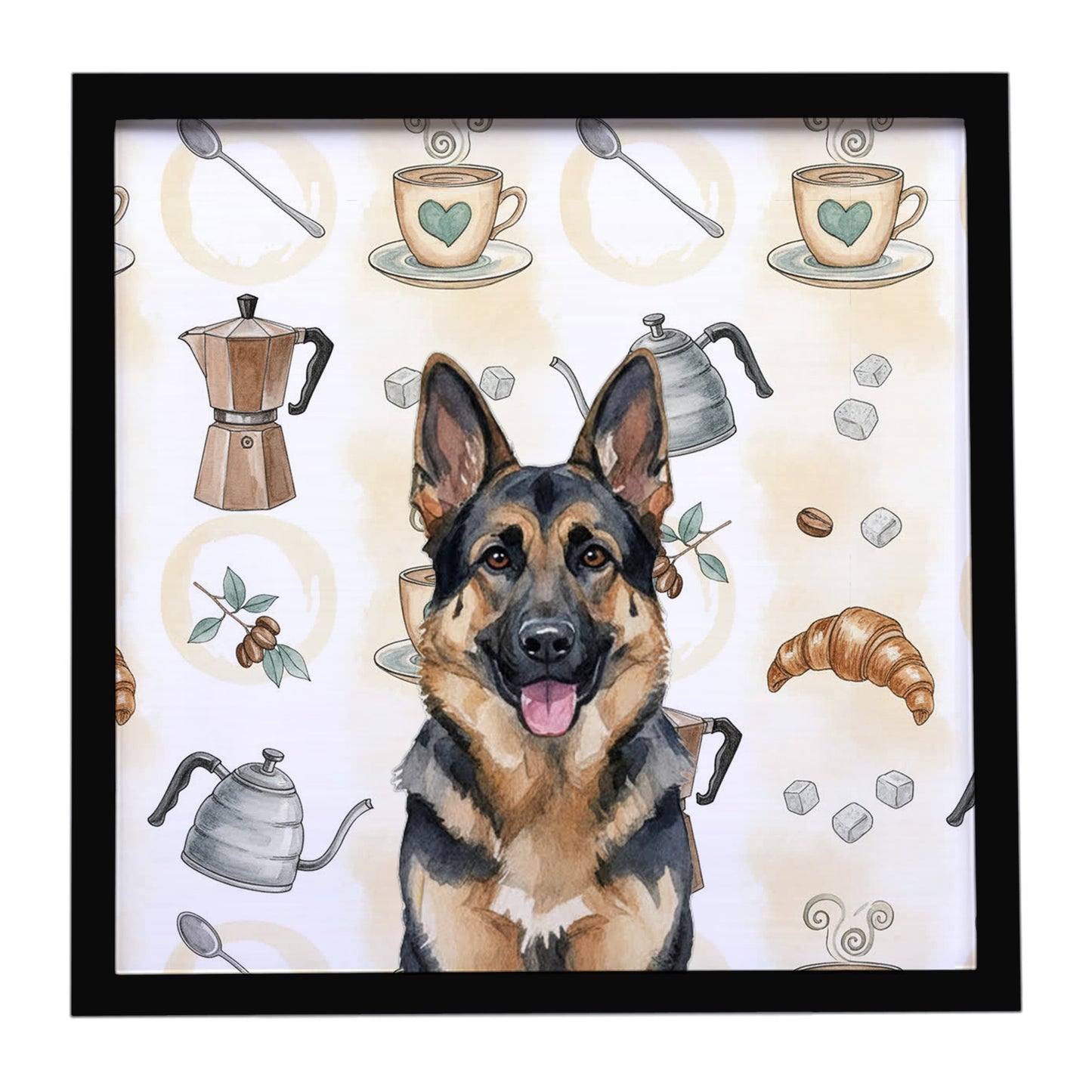 Buy this German Shepherd Coffee Bar Framed Metal Print