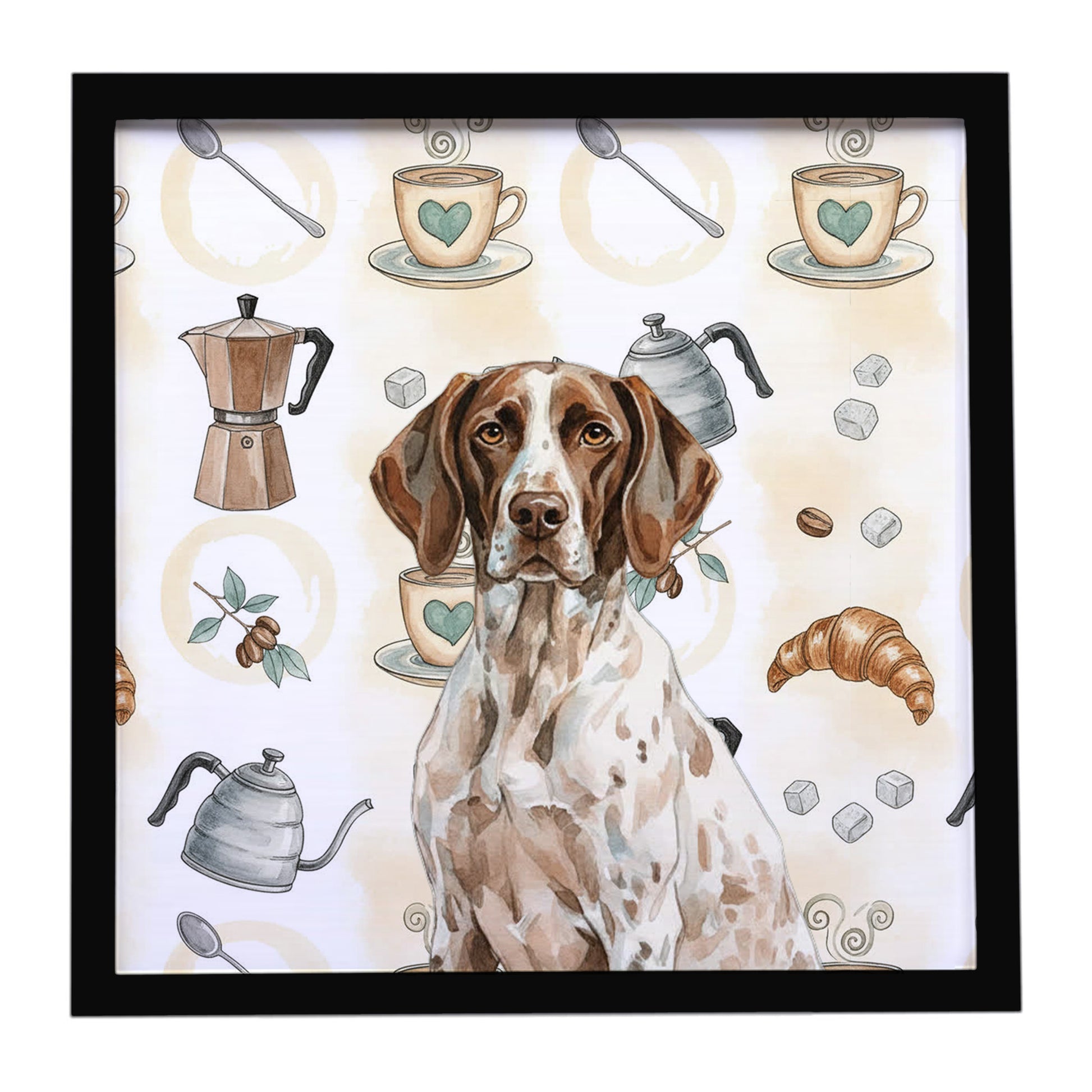 Buy this German Shorthaired Pointer Coffee Bar Framed Metal Print