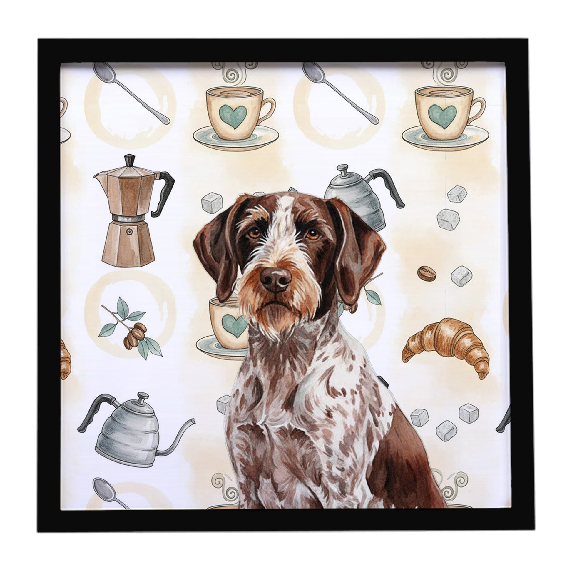 Buy this Roan German Wirehaired Pointer Coffee Bar Framed Metal Print