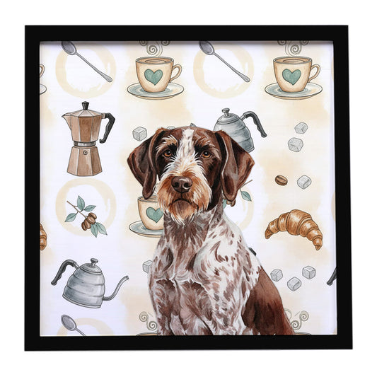 Buy this Roan German Wirehaired Pointer Coffee Bar Framed Metal Print