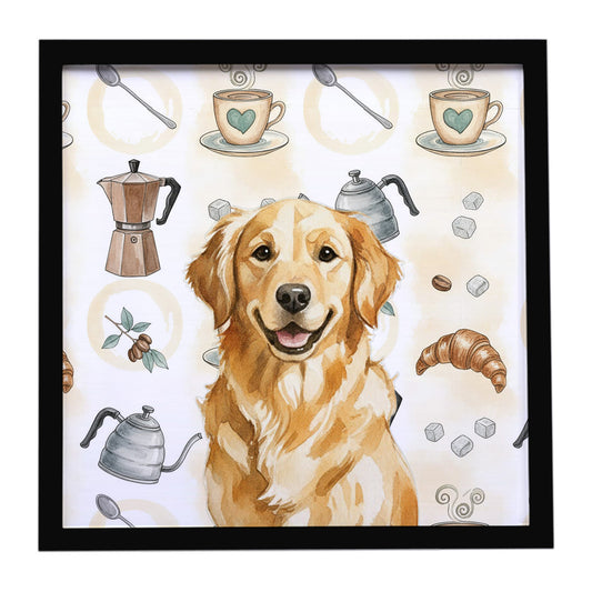 Buy this Golden Retriever Coffee Bar Framed Metal Print