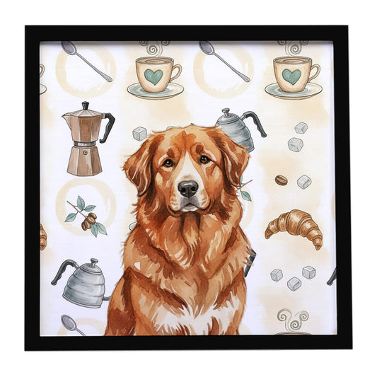 Buy this Reddish Brown Great Pyrenees Coffee Bar Framed Metal Print