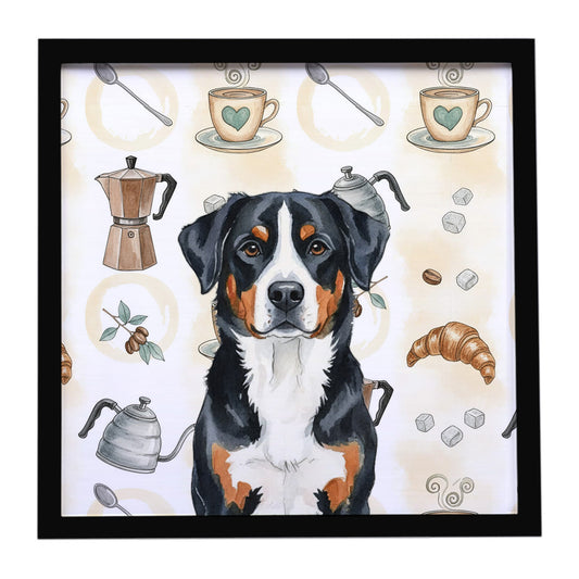 Buy this Greater Swiss Mountain Dog Coffee Bar Framed Metal Print