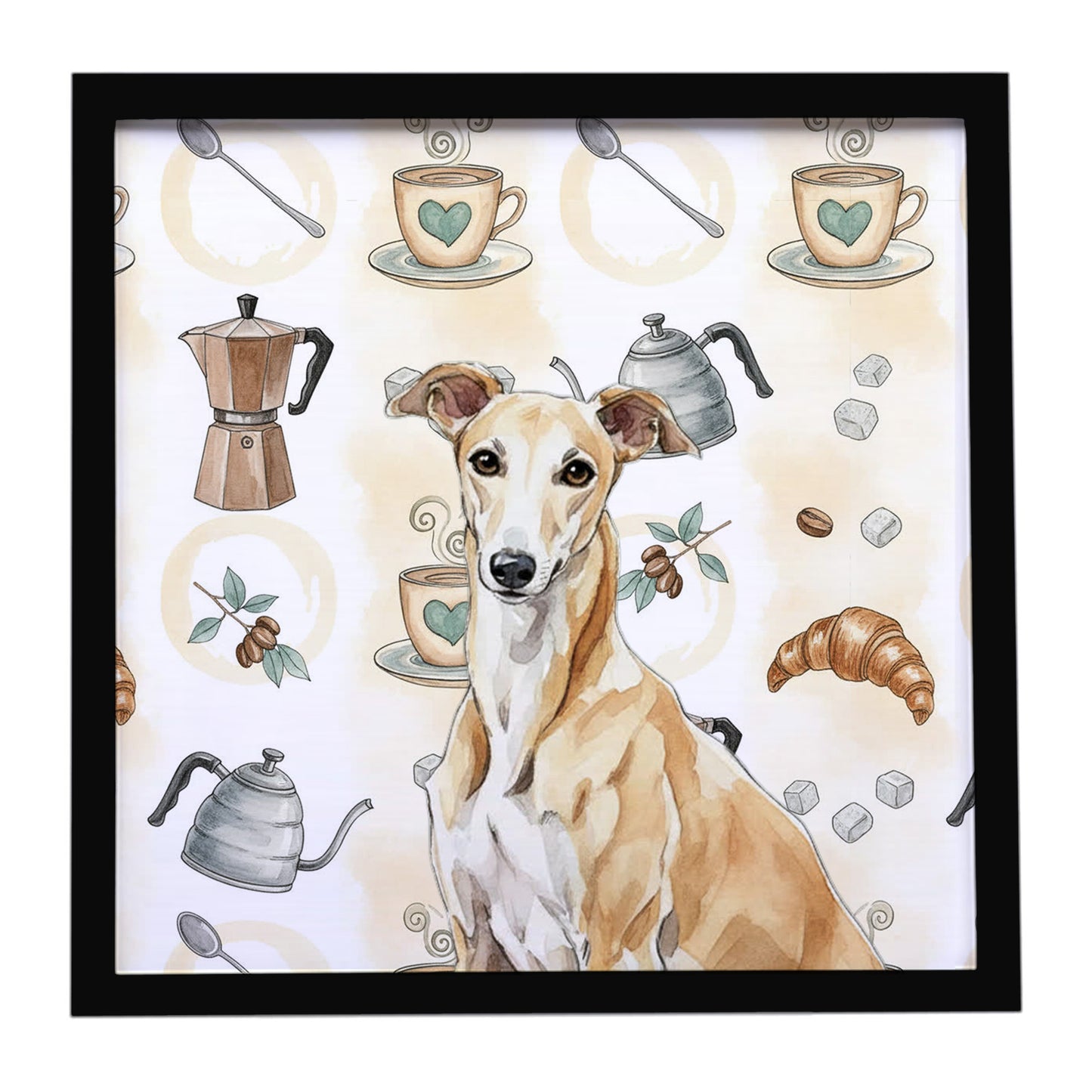 Buy this Fawn Greyhound Coffee Bar Framed Metal Print