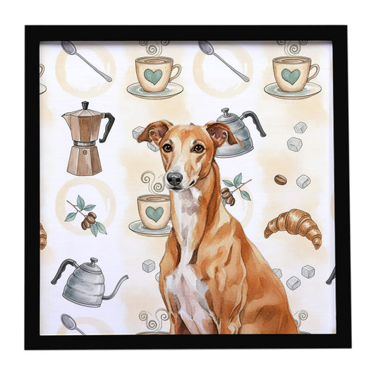 Buy this Red Greyhound Coffee Bar Framed Metal Print