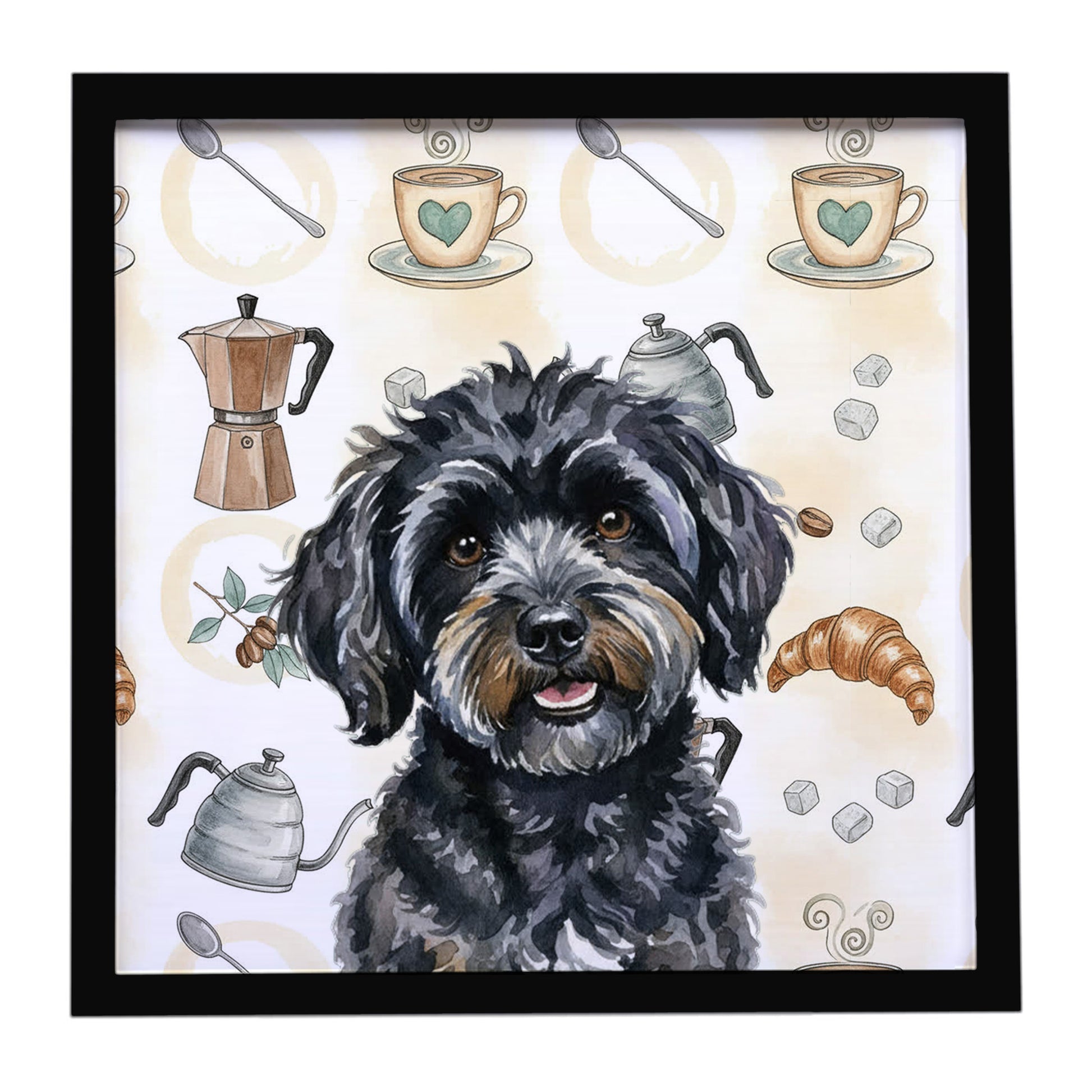 Buy this Black Havanese Coffee Bar Framed Metal Print