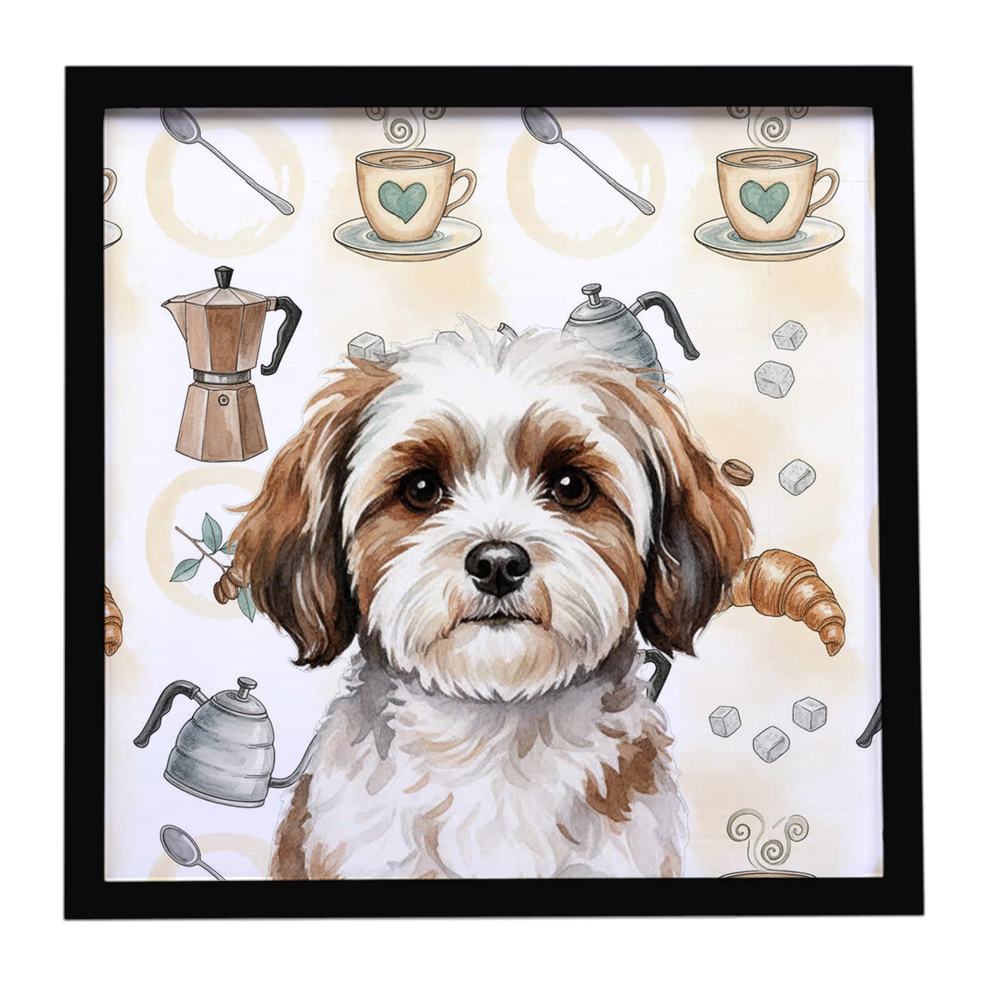 Buy this Parti-color Havanese Coffee Bar Framed Metal Print