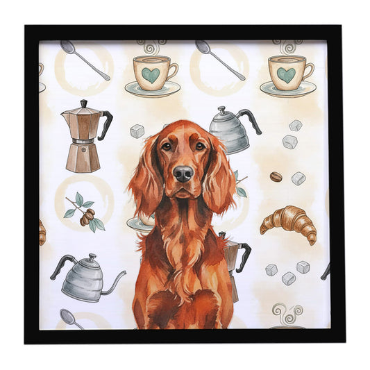 Buy this Irish Setter Coffee Bar Framed Metal Print