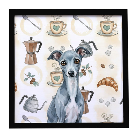 Buy this Blue Italian Greyhound Coffee Bar Framed Metal Print