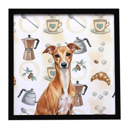 Buy this Red Italian Greyhound Coffee Bar Framed Metal Print