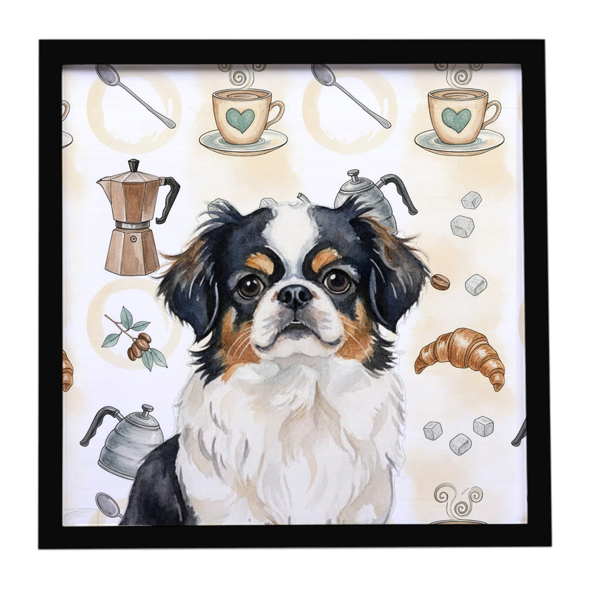 Buy this Tricolor Japanese Chin Coffee Bar Framed Metal Print