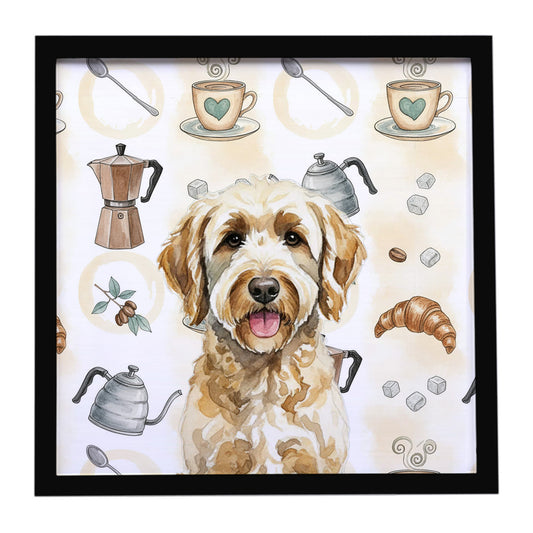 Buy this Labradoodle Coffee Bar Framed Metal Print