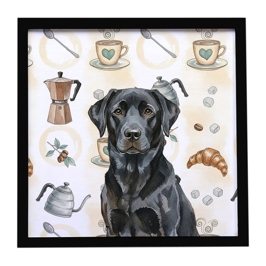 Buy this Black Labrador Retriever Coffee Bar Framed Metal Print