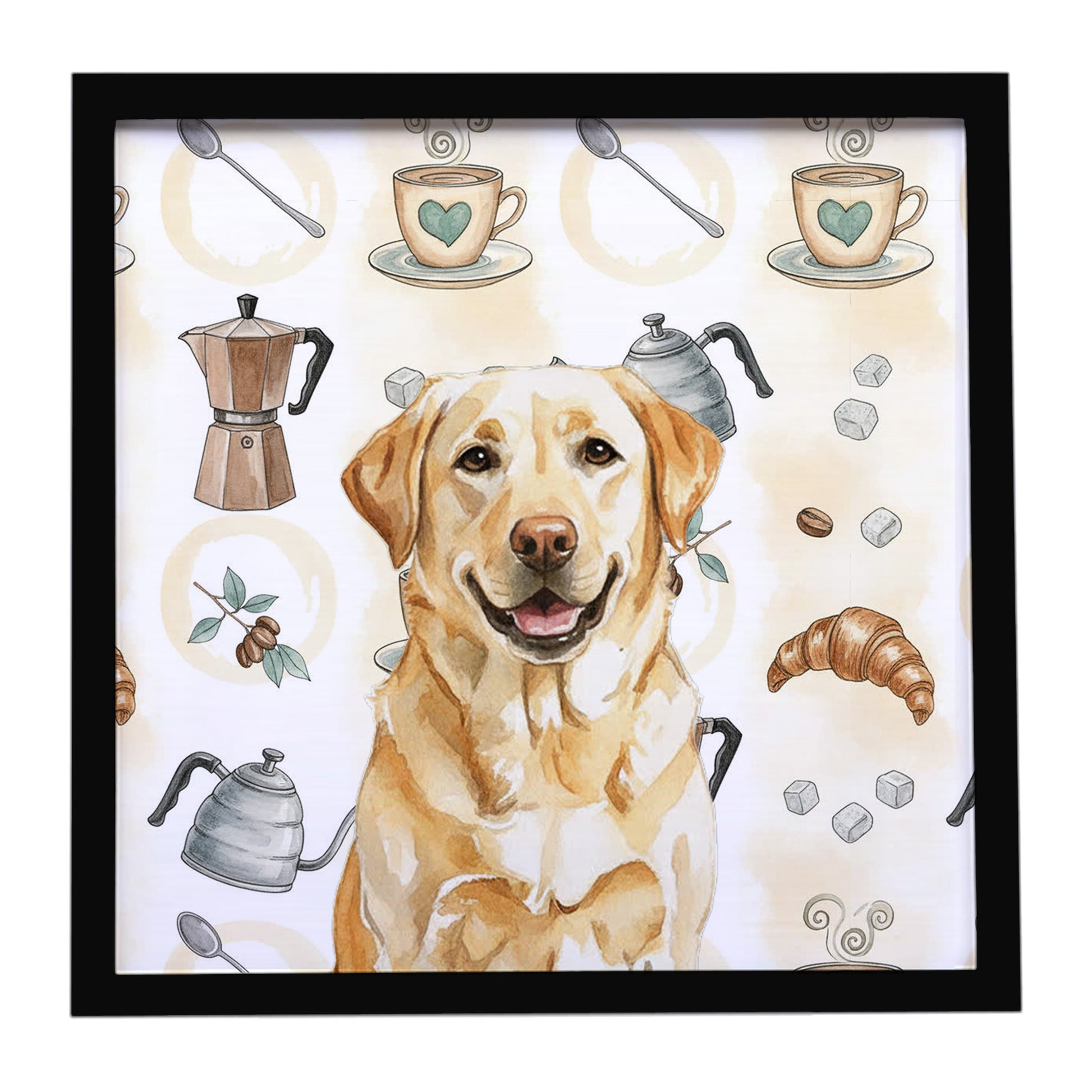 Buy this Yellow Labrador Retriever Coffee Bar Framed Metal Print