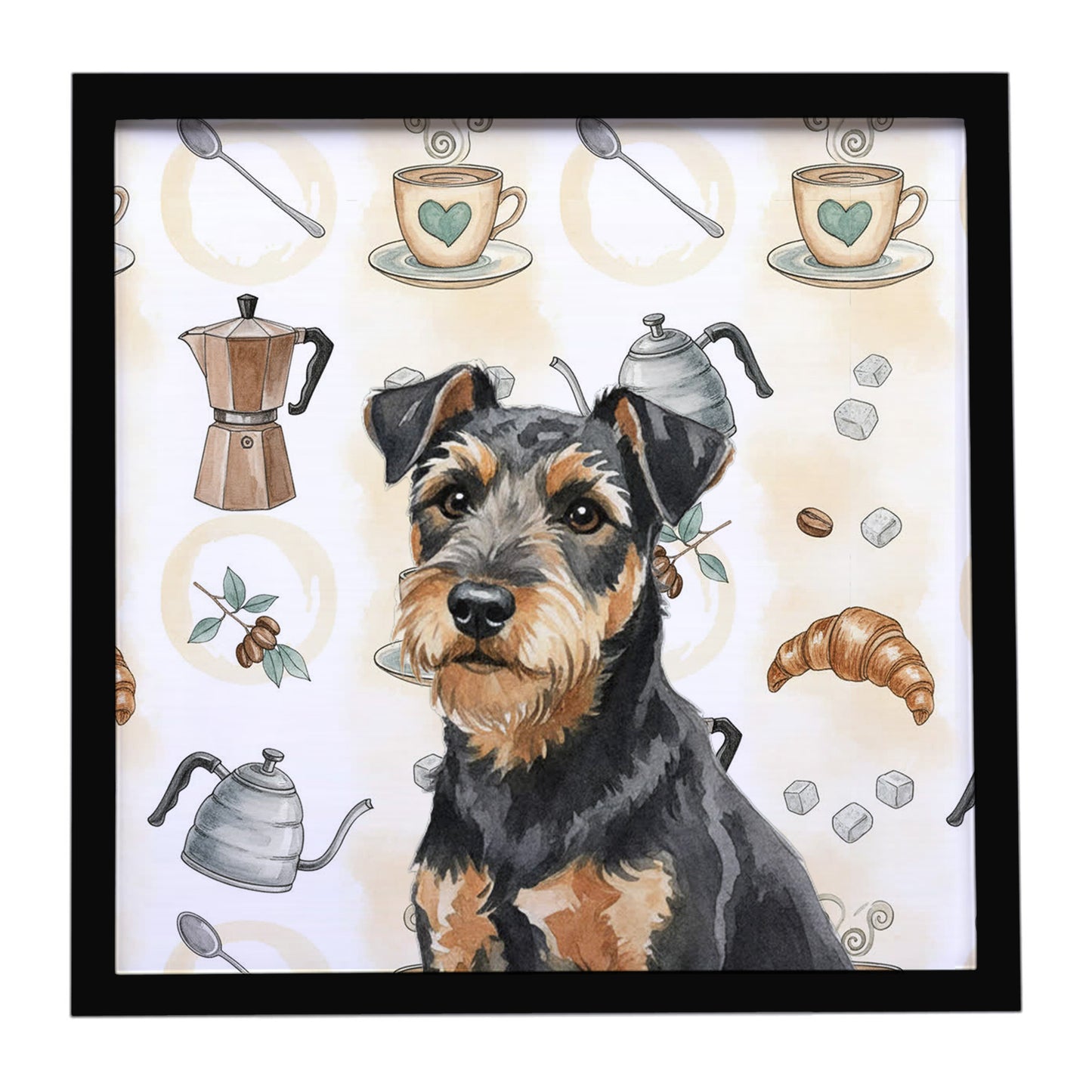 Buy this Black and Tan Lakeland Terrier Coffee Bar Framed Metal Print