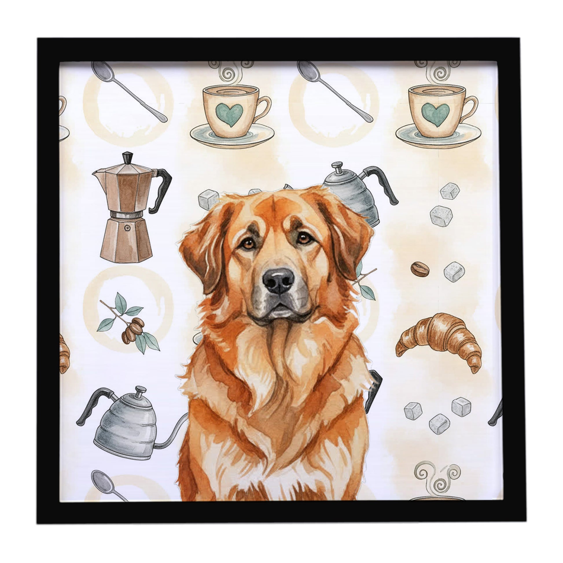 Buy this Red Leonberger Coffee Bar Framed Metal Print
