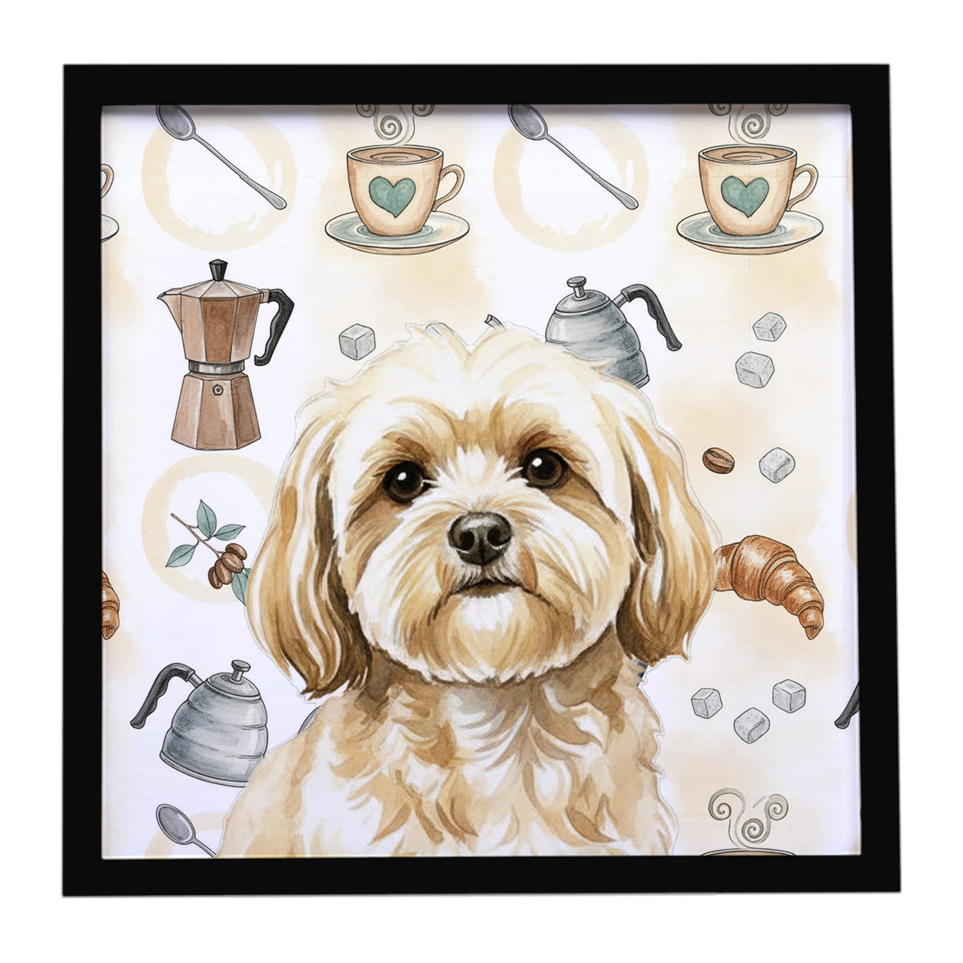 Buy this Cream Lhasa Apso Coffee Bar Framed Metal Print