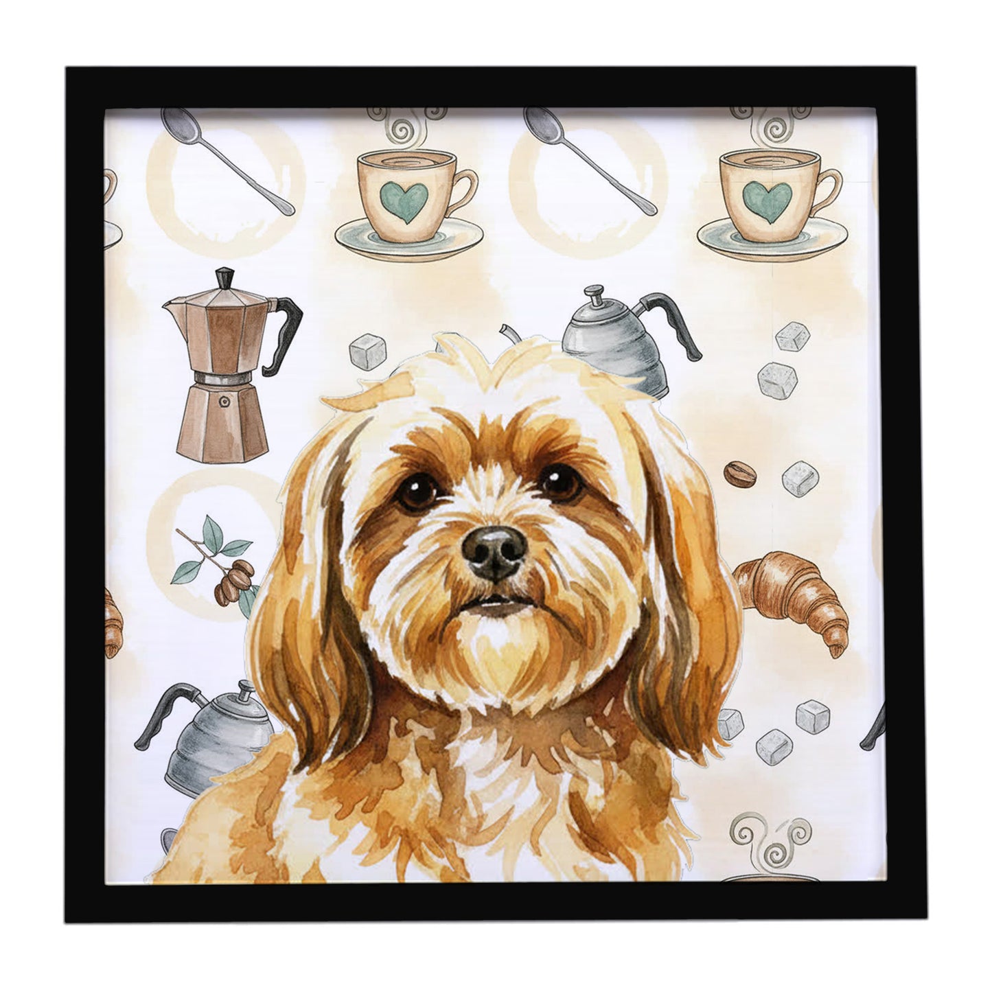 Buy this Gold Lhasa Apso Coffee Bar Framed Metal Print