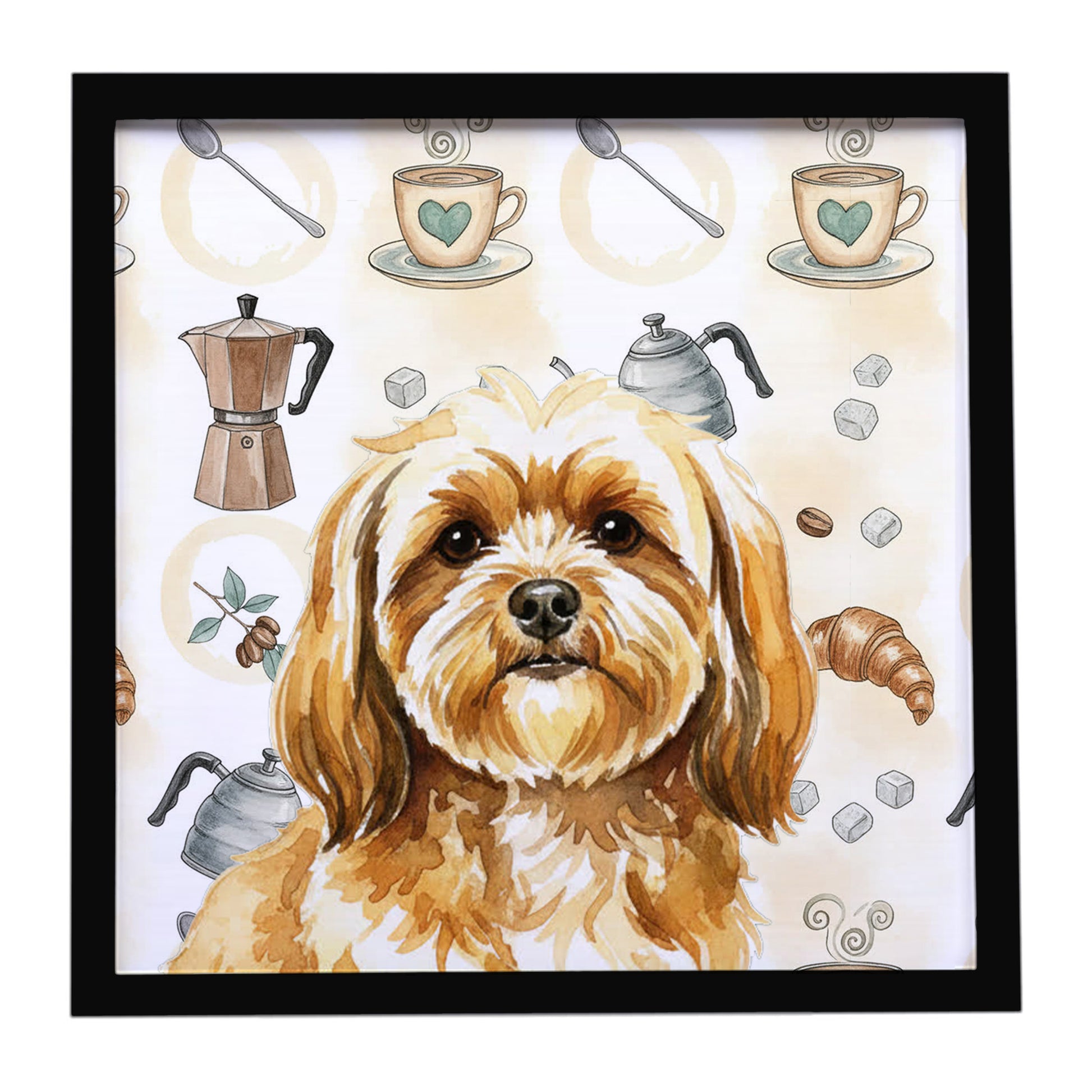 Buy this Gold Lhasa Apso Coffee Bar Framed Metal Print