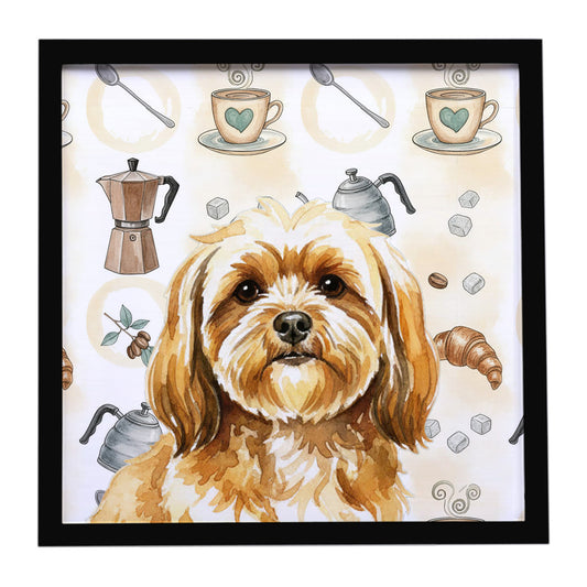 Buy this Gold Lhasa Apso Coffee Bar Framed Metal Print