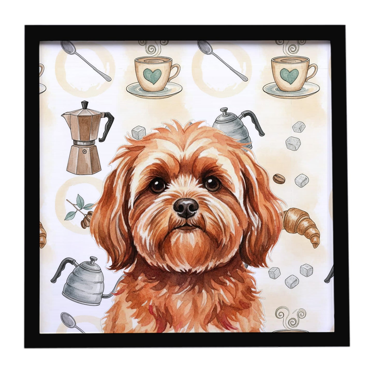 Buy this Red Lhasa Apso Coffee Bar Framed Metal Print