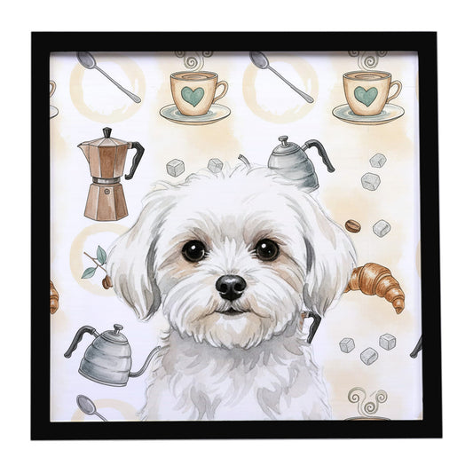 Buy this Maltese Coffee Bar Framed Metal Print