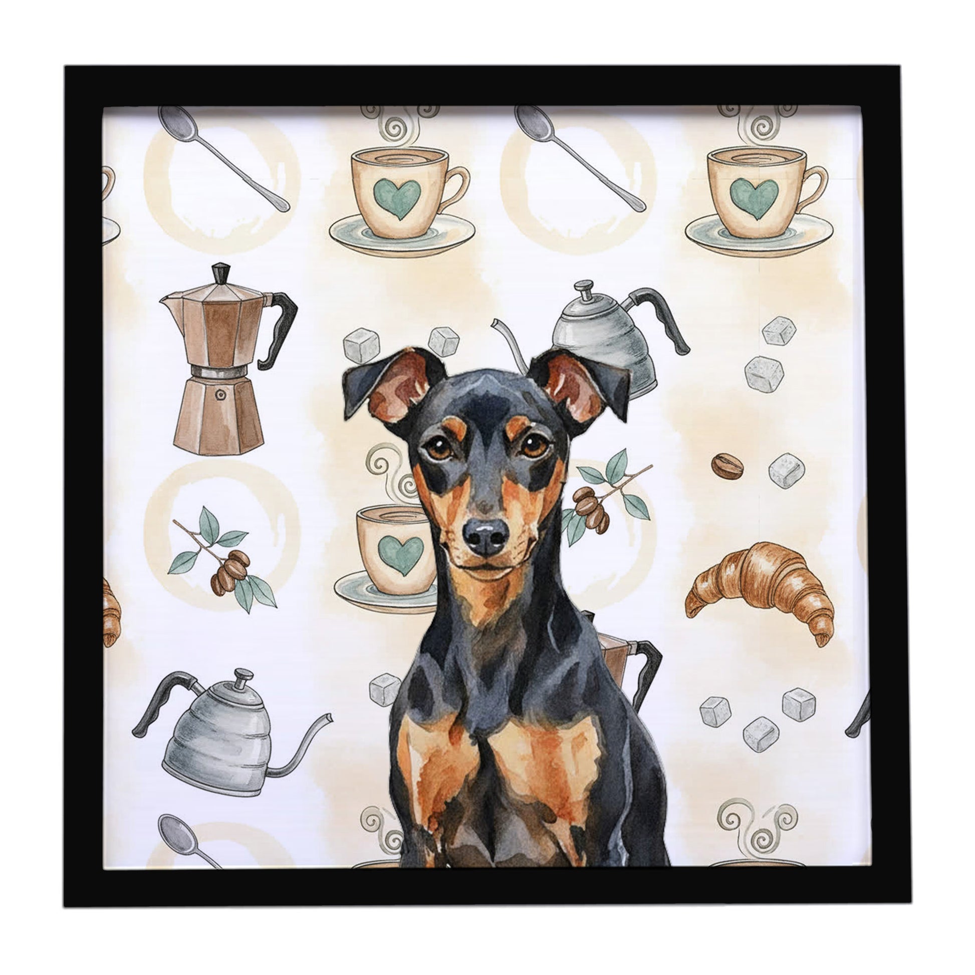 Buy this Manchester Terrier Coffee Bar Framed Metal Print