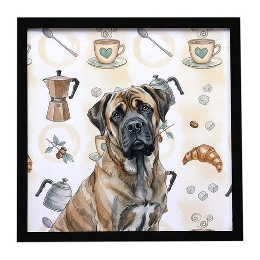 Buy this Brindle Mastiff Coffee Bar Framed Metal Print
