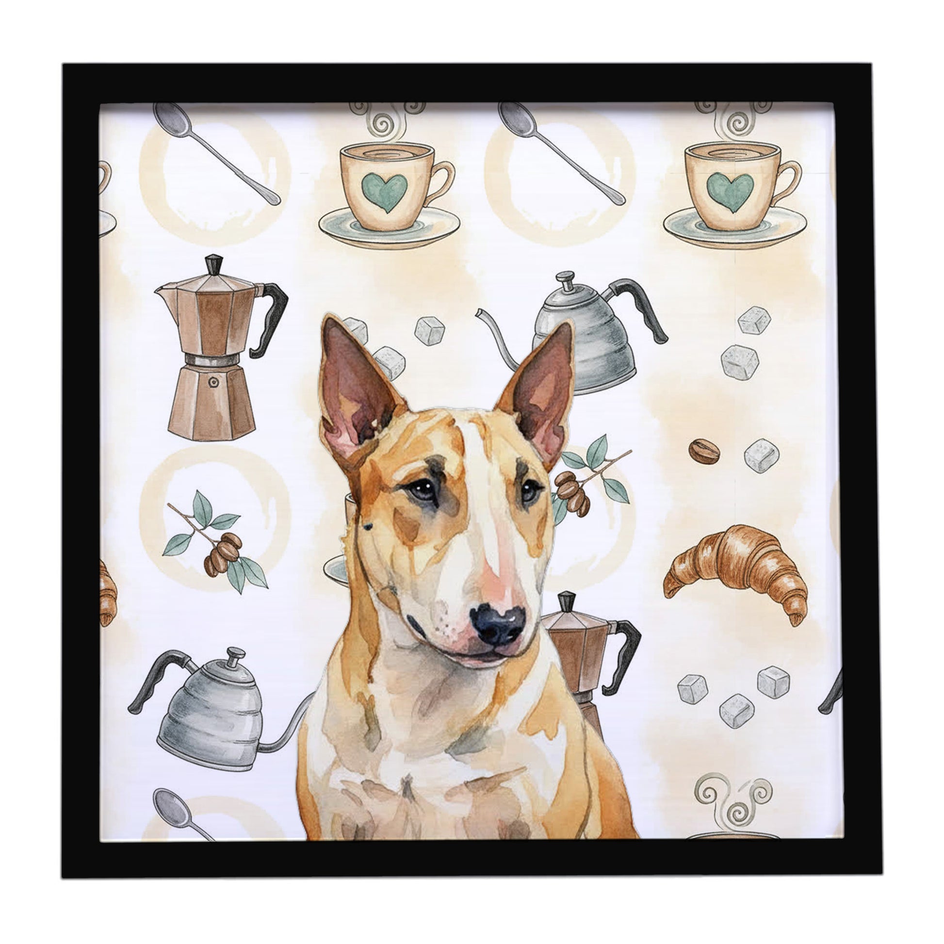 Buy this Miniature Bull Terrier Coffee Bar Framed Metal Print