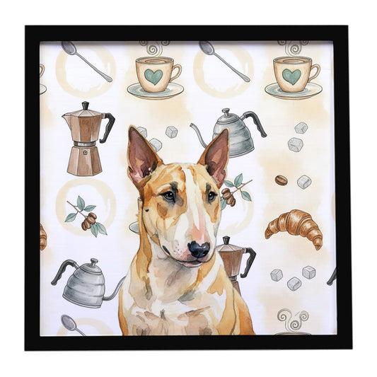 Buy this Miniature Bull Terrier Coffee Bar Framed Metal Print