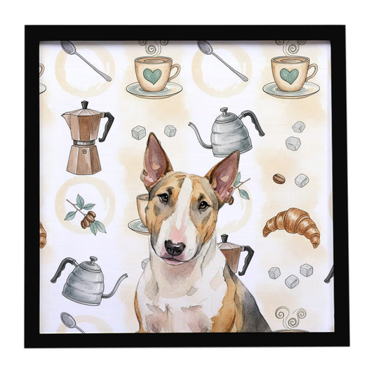 Buy this Tricolor Miniature Bull Terrier Coffee Bar Framed Metal Print