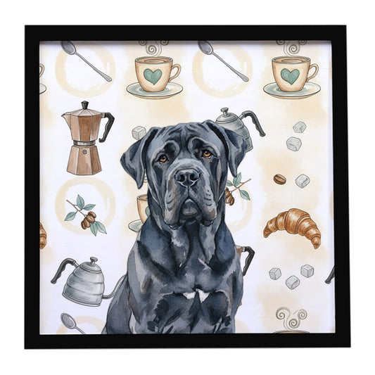 Buy this Black Neapolitan Mastiff Coffee Bar Framed Metal Print