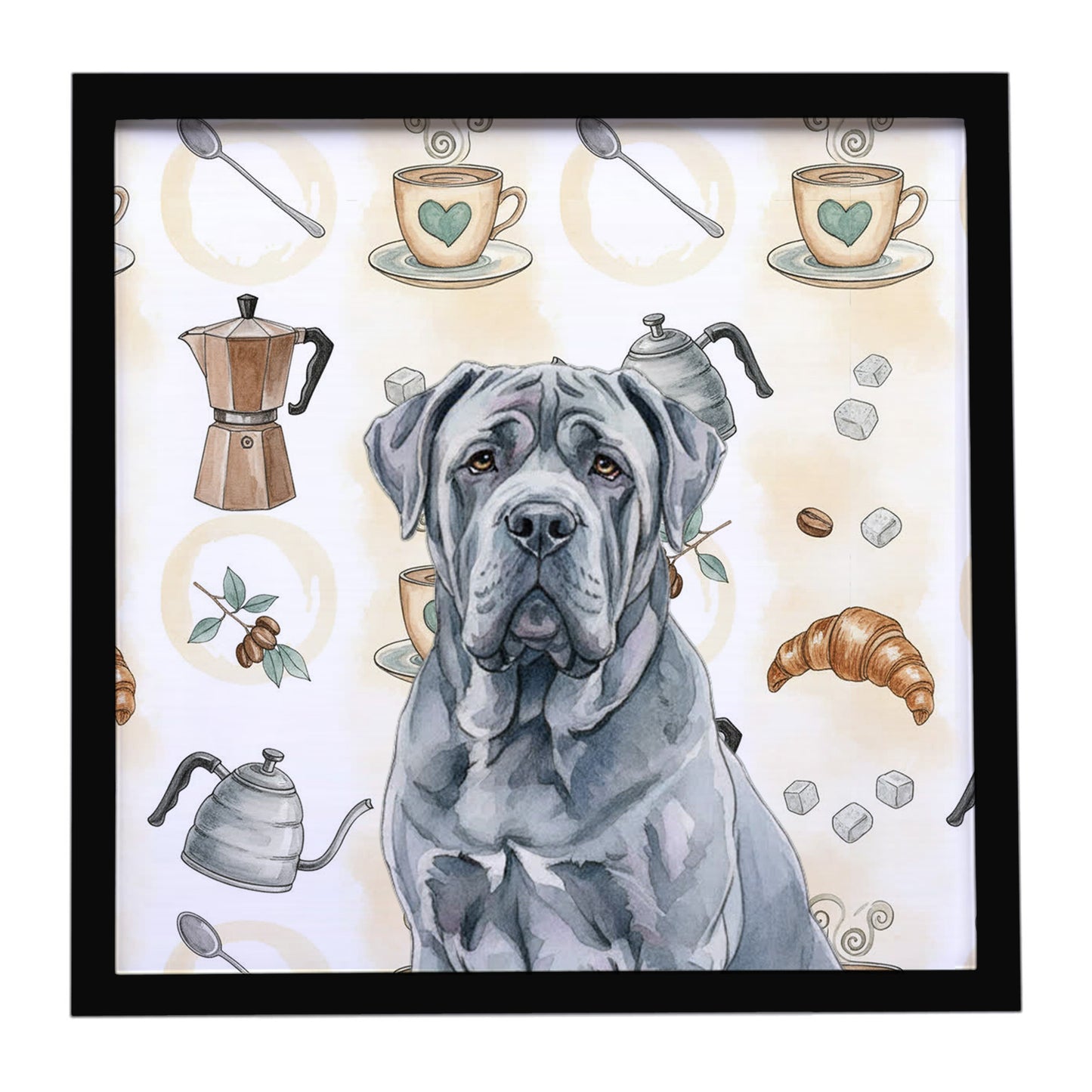 Buy this Blue Neapolitan Mastiff Coffee Bar Framed Metal Print