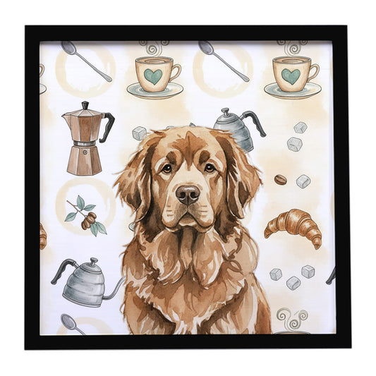Buy this Brown Newfoundland Coffee Bar Framed Metal Print