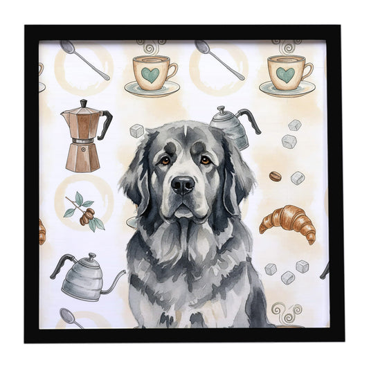 Buy this Gray Newfoundland Coffee Bar Framed Metal Print