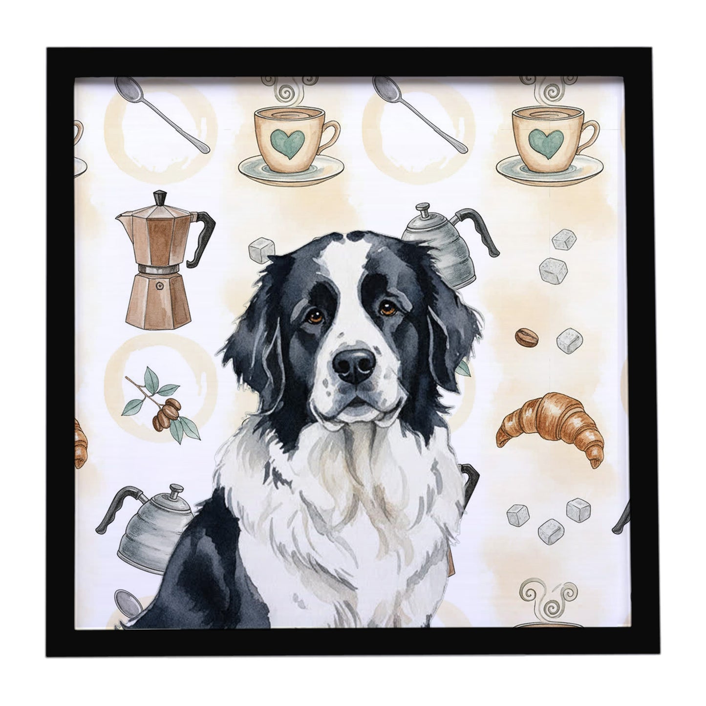 Buy this Landseer Newfoundland Coffee Bar Framed Metal Print
